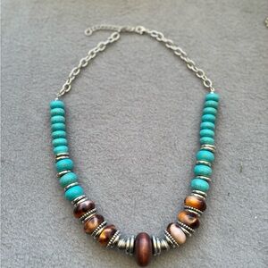 Turquoise and Brown Beaded Necklace